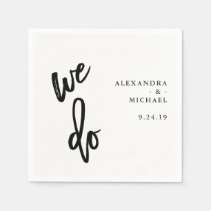 Minimalistische Schwarz-Weiß-Typografie-Hochzeit Serviette