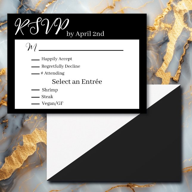 Minimalistische Schwarz-Weiß-UAWG und Entrée-Auswa RSVP Karte (Von Creator hochgeladen)
