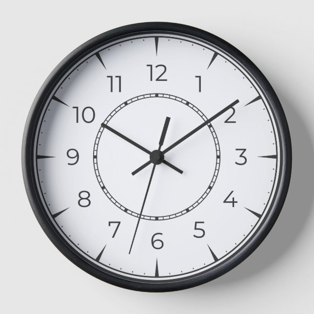 Minimalistische Schwarz-Weiß-Uhr ⏳ Moderne Uhr (Vorderseite)