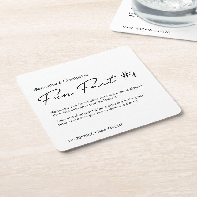 Minimalistische Schwarz-Weiß-Unterhaltung Hochzeit Rechteckiger Pappuntersetzer (angewinkelt)