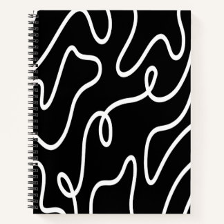 Minimalistische Schwarz-Weiß-Wellentinienkunst Notizbuch