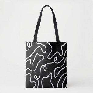 Minimalistische Schwarz-Weiß-Wellentinienkunst Tasche