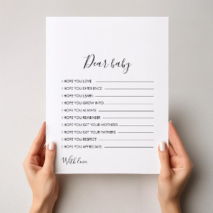 Minimalistische Schwarz-Weiß-Wünsche für Baby