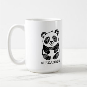 Minimalistische Schwarz-Weiß-Zeichnung eines süßen Kaffeetasse