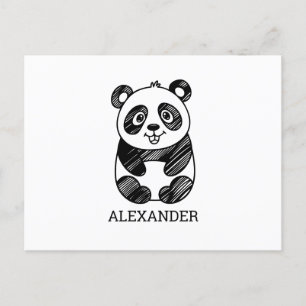 Minimalistische Schwarz-Weiß-Zeichnung eines süßen Postkarte