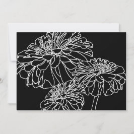 Minimalistische Schwarz-weiße Blumenlinie zeichnen Einladung