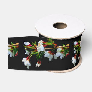 Minimalistische Schwarz-weiße Blüte Kirschblüte Ripsband