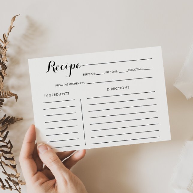 Minimalistische Schwarz-weiße Brautparty Rezept-Ka (Von Creator hochgeladen)