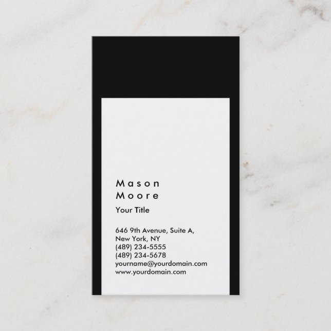 Minimalistische Schwarz-weiße Einfache Moderne Ber Visitenkarte (Vorderseite)