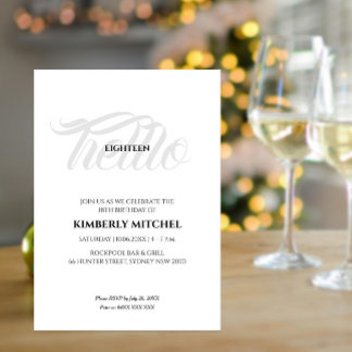 Minimalistische Schwarz-weiße Einladung zum 18. Ge