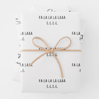 Minimalistische Schwarz-weiße Frohe Weihnachtsbaum Geschenkpapier Set