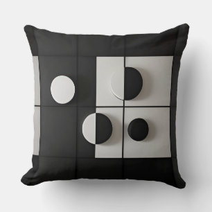 Minimalistische schwarz-weiße geometrische abstrak kissen