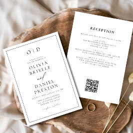 Minimalistische Schwarz-weiße Hochzeit in einem QR Einladung