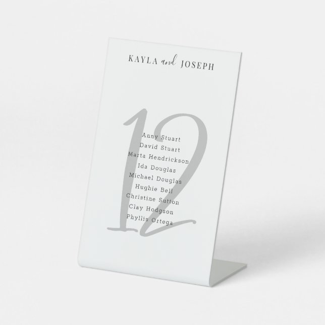 Minimalistische Schwarz-weiße Hochzeit Tischnummer Sockelschild (Vorderseite)