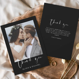 Minimalistische Schwarz-weiße Hochzeit Vielen Dank Dankeskarte