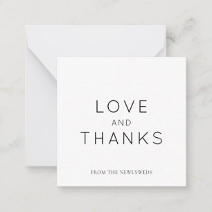 Minimalistische Schwarz-weiße Hochzeit Vielen Dank Mitteilungskarte