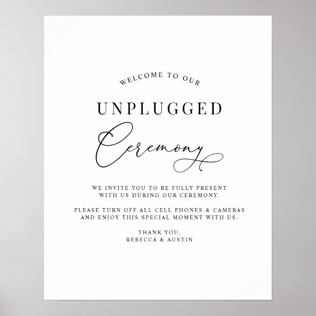 Minimalistische Schwarz-weiße Hochzeitfeier Poster (Vorne)