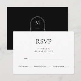 Minimalistische Schwarz-weiße Hochzeitkarte für Mo RSVP Karte
