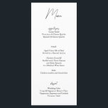 Minimalistische Schwarz-weiße Hochzeitkarte Menükarte<br><div class="desc">Verbessern Sie Ihre Tischeinstellungen mit dieser minimalistisch schwarz-weiß Hochzeitskarte. Die Karte ist mit einer gepflegten Typografie und einem zeitlosen Design ausgestattet und Kontur Ihre Empfang-Optionen stilvoll. Vollständig anpassbar,  ideal für moderne,  schwarze Krawatte,  oder auch für schlichte Hochzeitsthemen. Ein schlichtes,  aber elegantes Detail,  das Ihrem Event Eleganz verleiht.</div>