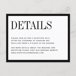 Minimalistische Schwarz-weiße Hochzeitskarte Einladungspostkarte