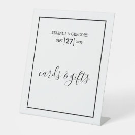 Minimalistische Schwarz-weiße Hochzeitskarten und  Sockelschild