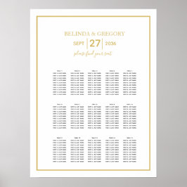 Minimalistische Schwarz-weiße Hochzeitstabelle für Poster