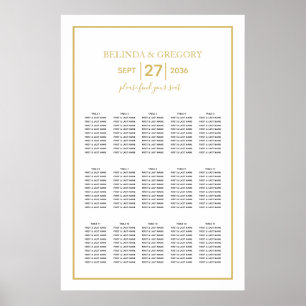 Minimalistische Schwarz-weiße Hochzeitstabelle für Poster