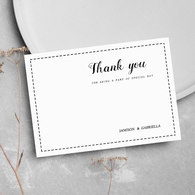 Minimalistische Schwarz-weiße Kalligraphie Vielen  Einladung (Minimalist black white calligraphy Thank You)