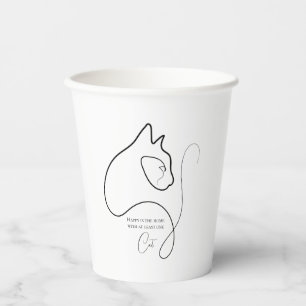 Minimalistische schwarz-weiße Katze Pappbecher