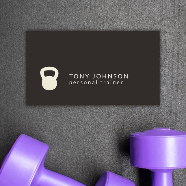 Minimalistische Schwarz-weiße Kettlebell Personal  Visitenkarte (Von Creator hochgeladen)