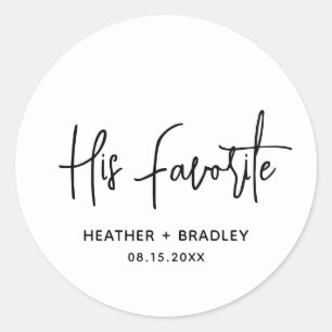Minimalistische schwarz-weiße moderne Hochzeit Runder Aufkleber