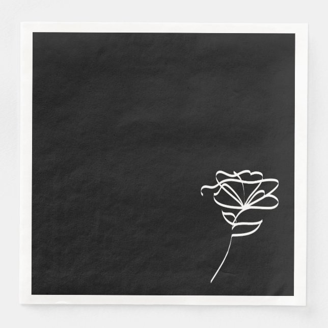 Minimalistische Schwarz-weiße Moderne Serviette (Vorderseite)