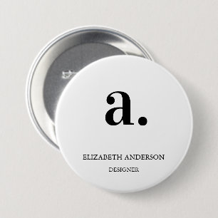 Minimalistische Schwarz-weiße Monogram Moderne Ele Button