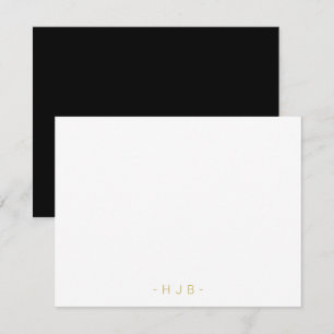 Minimalistische Schwarz-weiße Monogramm-Flachnotiz Mitteilungskarte