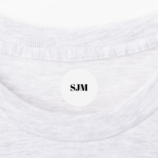 Minimalistische Schwarz-weiße Monogramm-Initialen Etiketten (Befestigt)