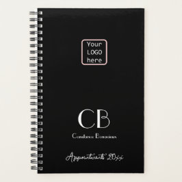 Minimalistische Schwarz-weiße Monogramm-Initialen Planer