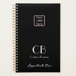 Minimalistische Schwarz-weiße Monogramm-Initialen Planer