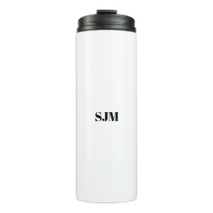 Minimalistische Schwarz-weiße Monogramm-Initialen Thermosbecher