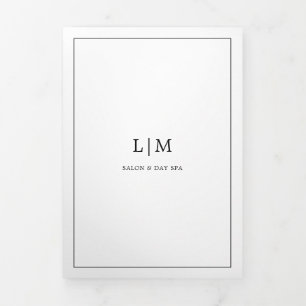 Minimalistische Schwarz-weiße Monogramm-Trifold-Br Dreifach Gefaltete Karte