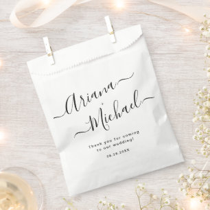 Minimalistische Schwarz-weiße Münze zur Hochzeit Geschenktütchen