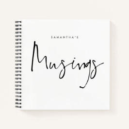 Minimalistische Schwarz-weiße Muskeln Name Noteboo Notizbuch