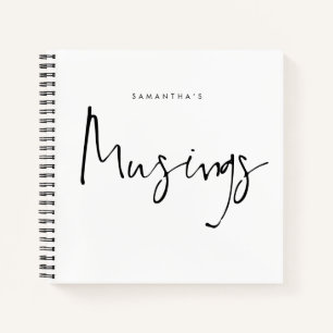 Minimalistische Schwarz-weiße Muskeln Name Noteboo Notizbuch