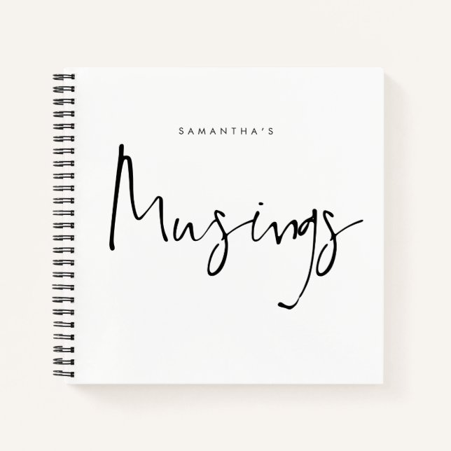 Minimalistische Schwarz-weiße Muskeln Name Noteboo Notizbuch (Vorderseite)
