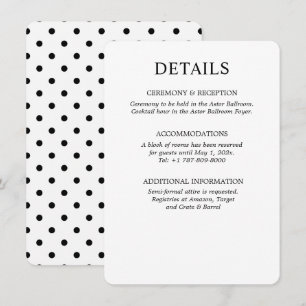 Minimalistische schwarz-weiße Punkte-Hochzeit Begleitkarte