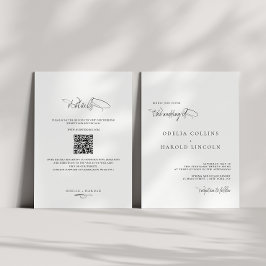 Minimalistische Schwarz-weiße QR-Hochzeit Einladung