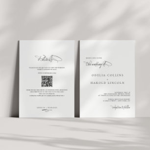 Minimalistische Schwarz-weiße QR-Hochzeit Einladung
