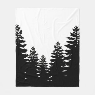 Minimalistische Schwarz-weiße Silhouette Fleecedecke
