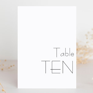 Minimalistische Schwarz-weiße spielerische Typogra Tischnummer