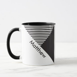 Minimalistische Schwarz-weiße Streifen Geo Individ Tasse