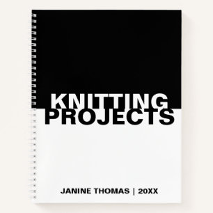 Minimalistische Schwarz-weiße Textknetprojekte Notizbuch